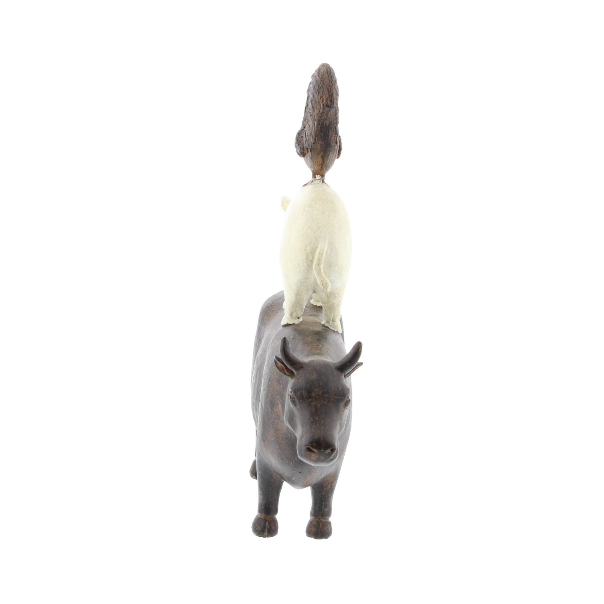 14" Brown Polystone Farmhouse Animals Sculpture